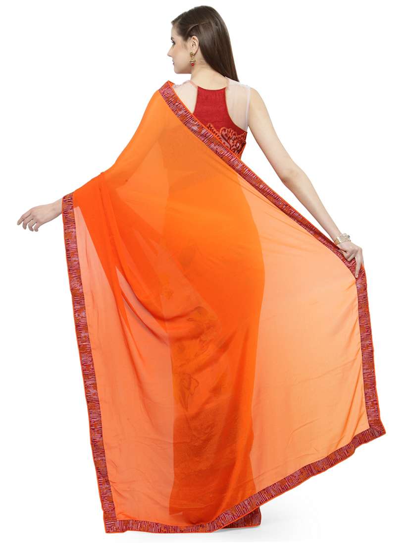 orange georgette printed saree with blouse - 14807036 -  Standard Image - 1