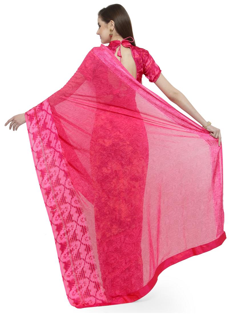 pink silk printed saree with blouse - 14807117 -  Standard Image - 1