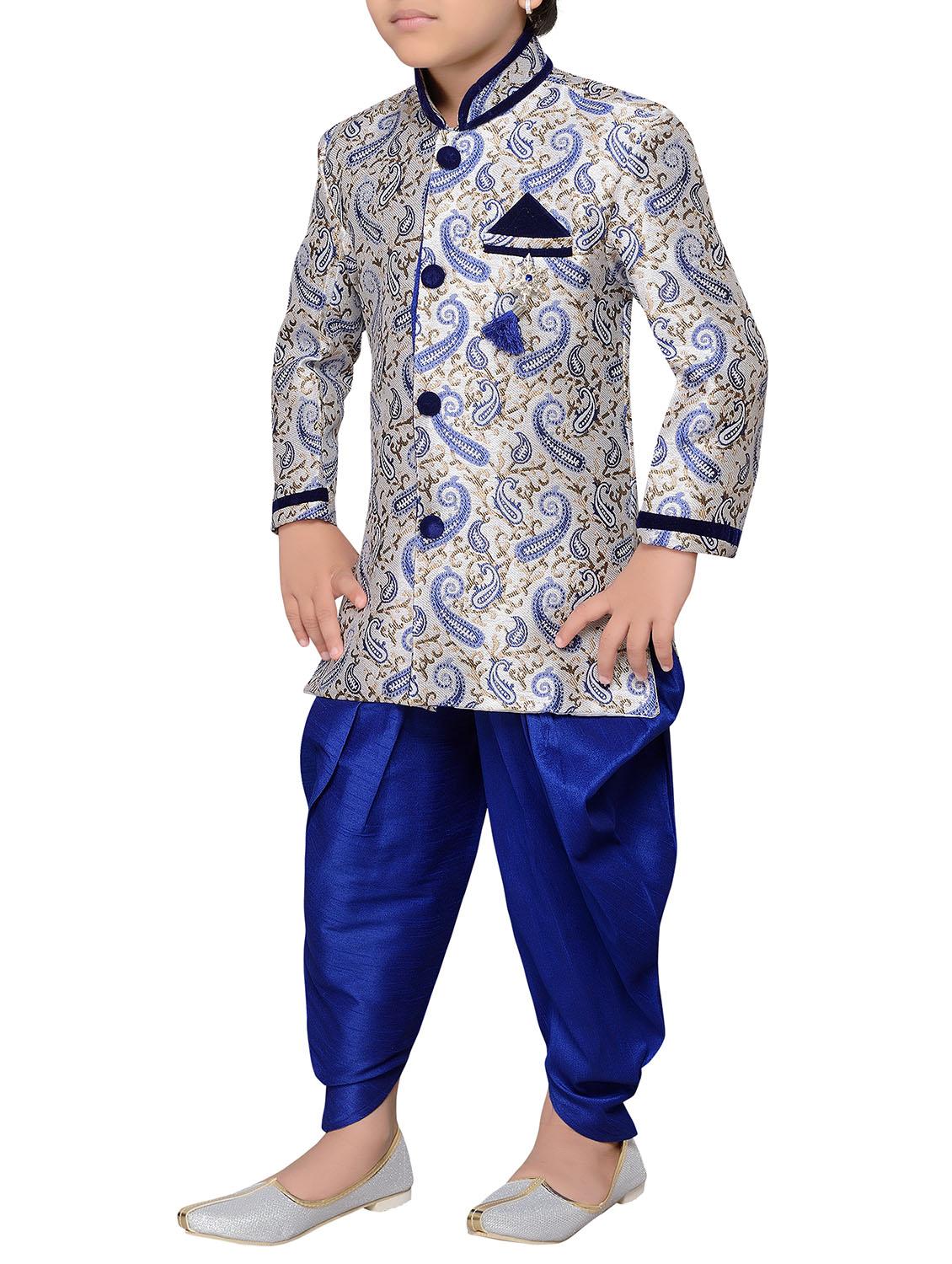 blue jute kurta set - 14808682 -  Standard Image - 1