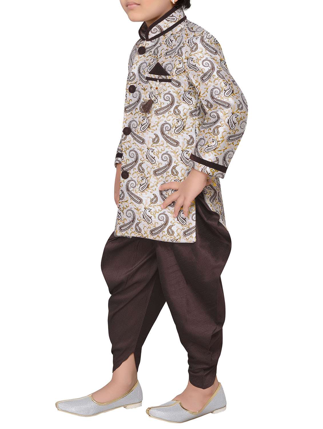brown jute kurta set - 14808683 - Standard Image - 1