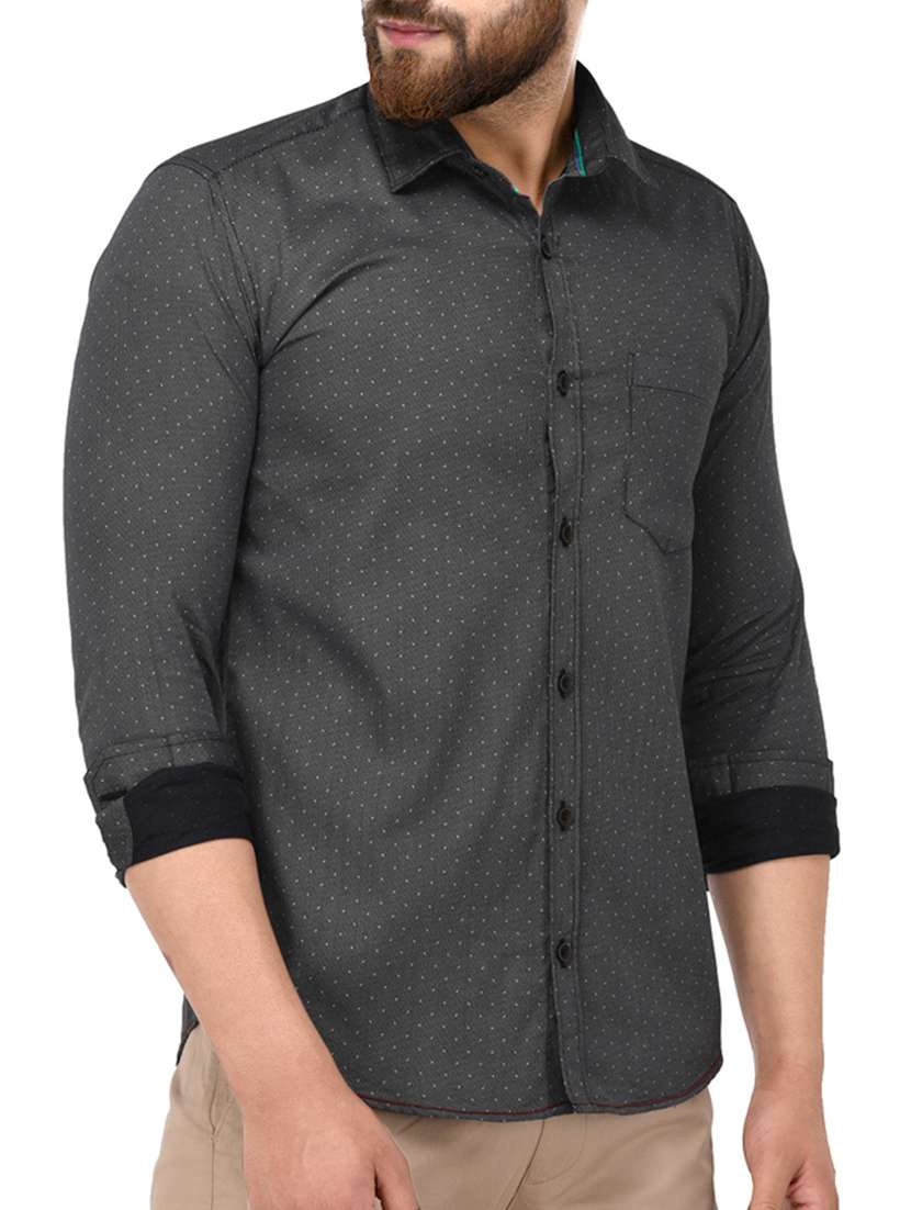 black cotton casual shirt - 14808782 - Standard Image - 1