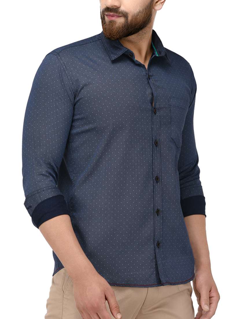 navy blue cotton casual shirt - 14808783 -  Standard Image - 1