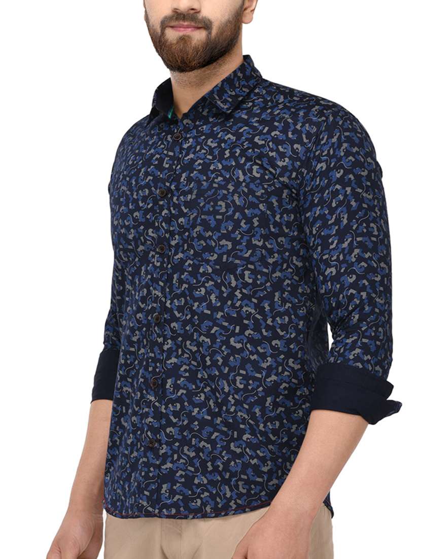 navy blue cotton casual shirt - 14808785 -  Standard Image - 1