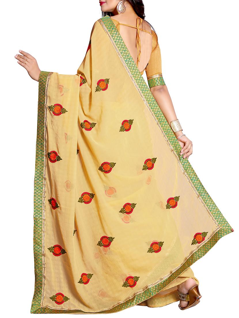 zari lace embroidered saree with blouse - 14809456 - Standard Image - 1