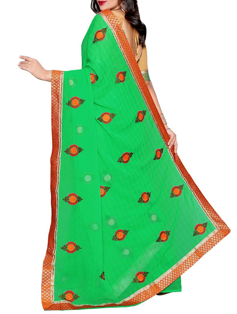 zari lace embroidered saree with blouse - 14809460 - Standard Image - 1