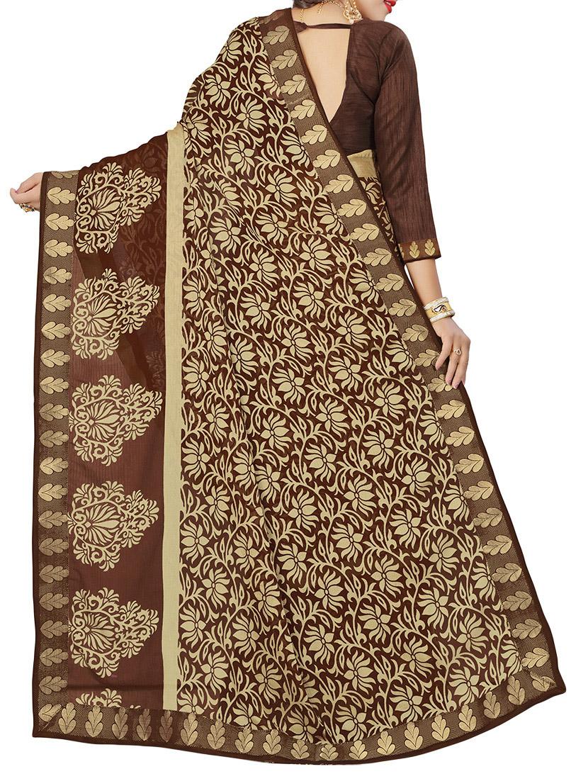 floral printed saree with blouse - 14809477 -  Standard Image - 1