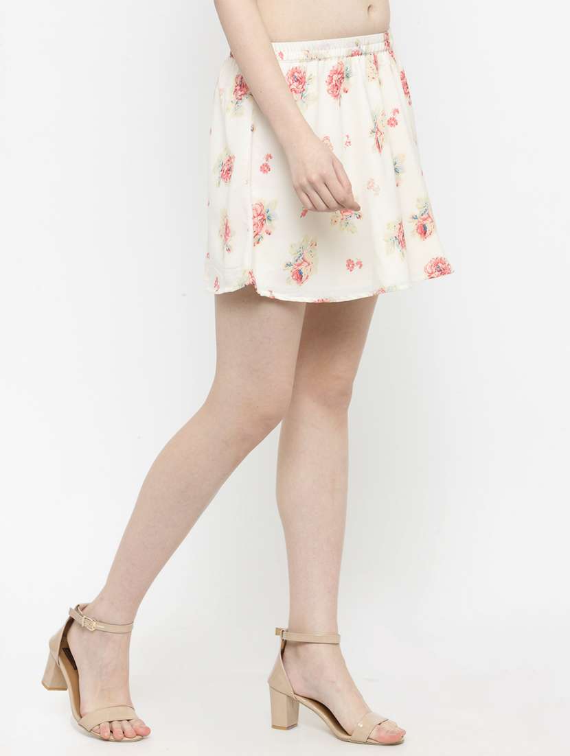white printed flared skirt - 14811732 -  Standard Image - 1