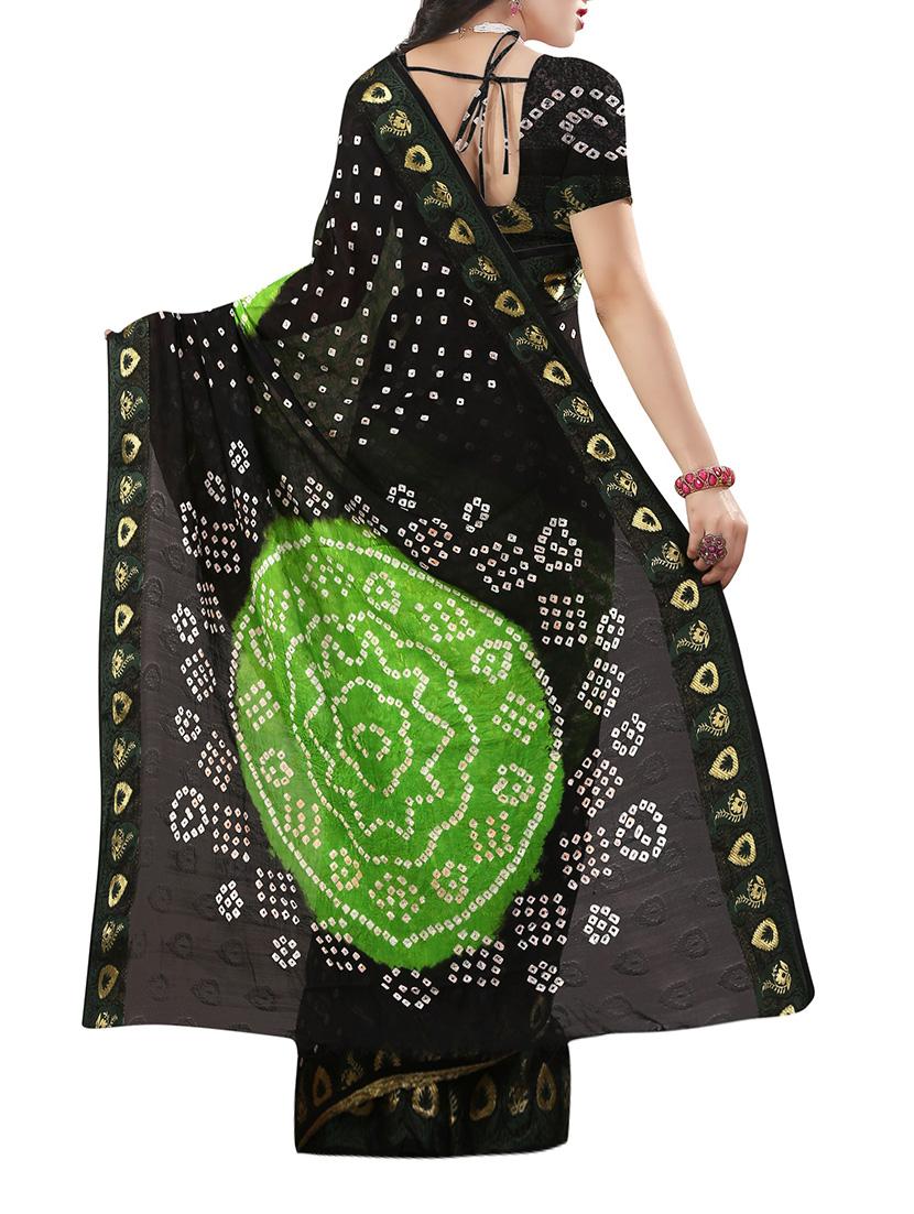black art silk bandhani saree with blouse - 14812287 -  Standard Image - 1