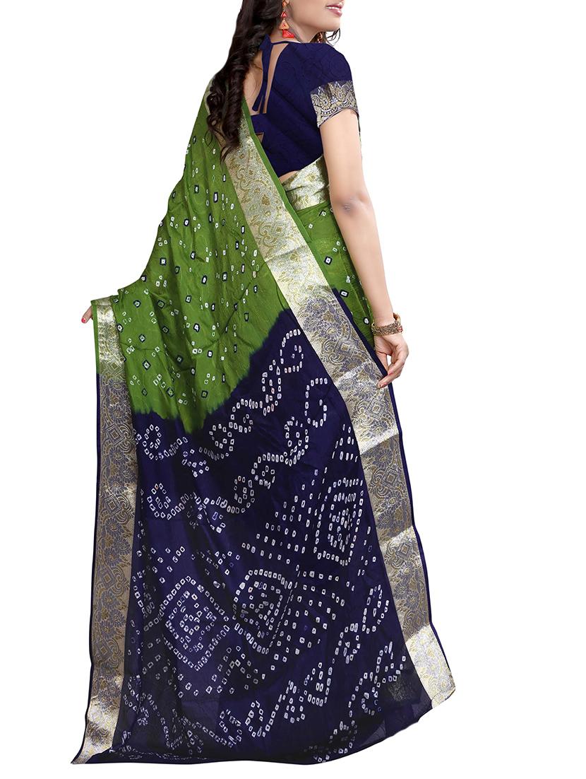 green art silk bandhani saree with blouse - 14812301 -  Standard Image - 1