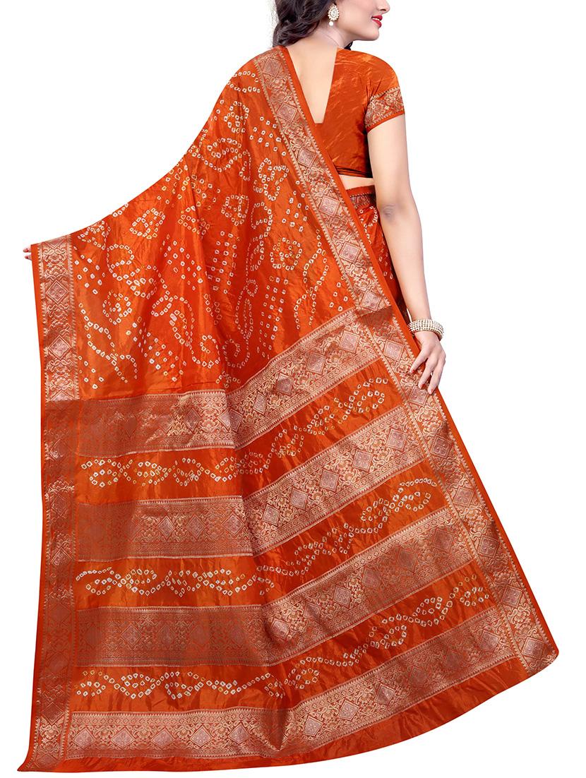 orange silk bandhani saree with blouse - 14812310 -  Standard Image - 1