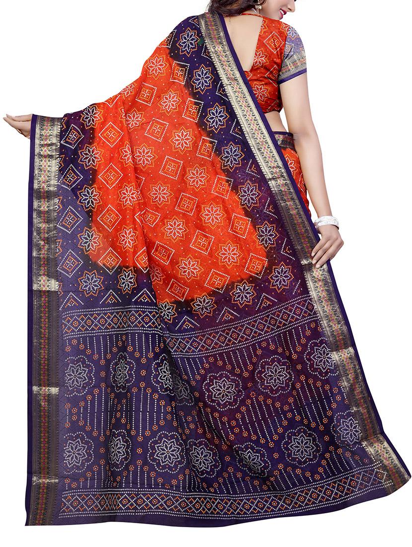 orange art silk bandhani saree with blouse - 14812320 - Standard Image - 1