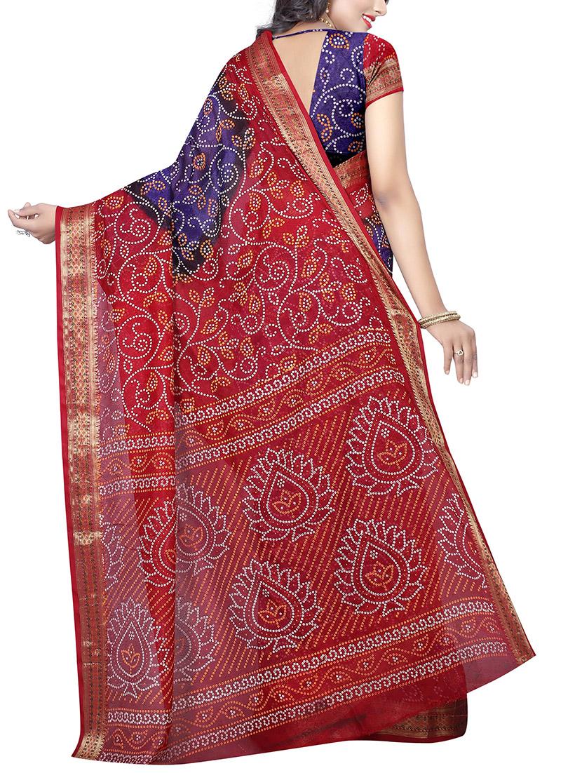 purple art silk bandhani saree with blouse - 14812336 - Standard Image - 1