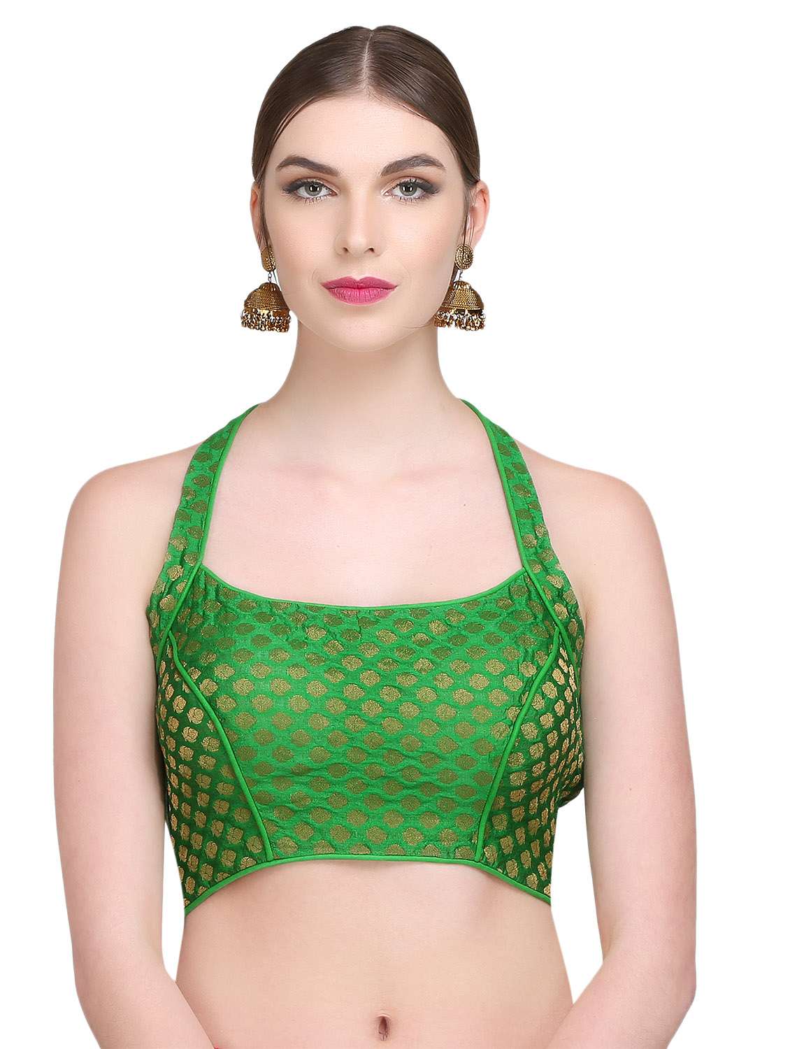 green brocade blouse