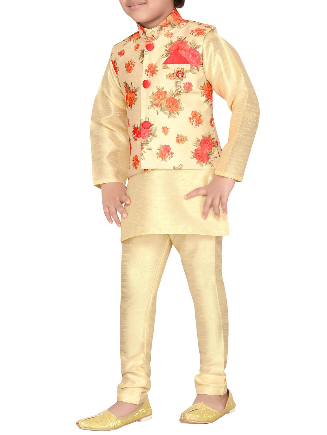yellow silk kurta set - 14813680 - Standard Image - 1