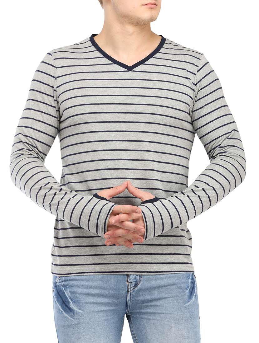 grey striped thumb hole t-shirt