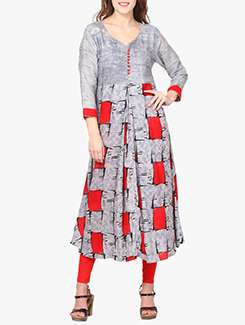 Street Style Kurta - Buy Grey Kurtas, Orange Sandals with Ethnic Multi Color Necklaces Scrapbook 