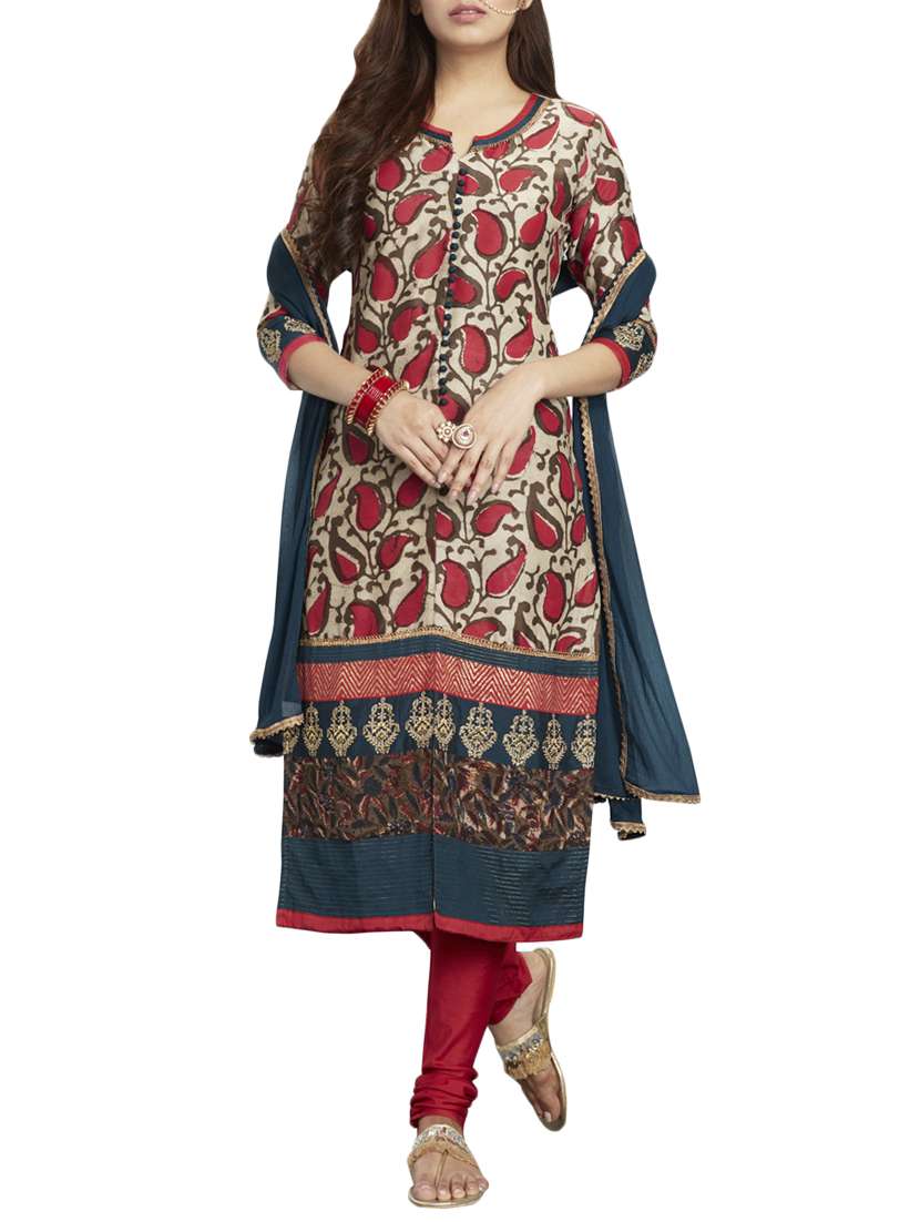 paisley printed churidaar suit set
