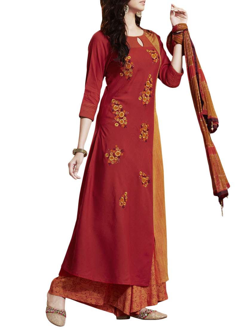 embroidered kurta with palazzo suit set