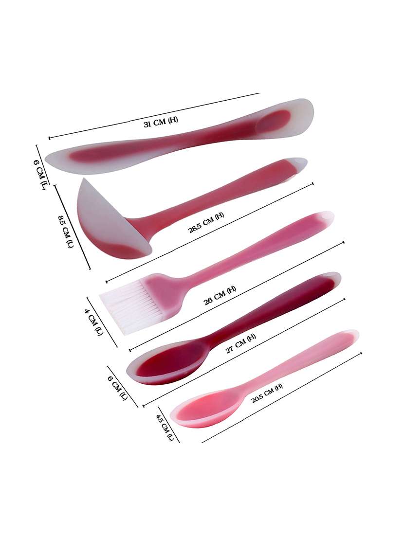 silicone made pink shade 5 pcs kitchen tool set - 14818056 -  Standard Image - 1