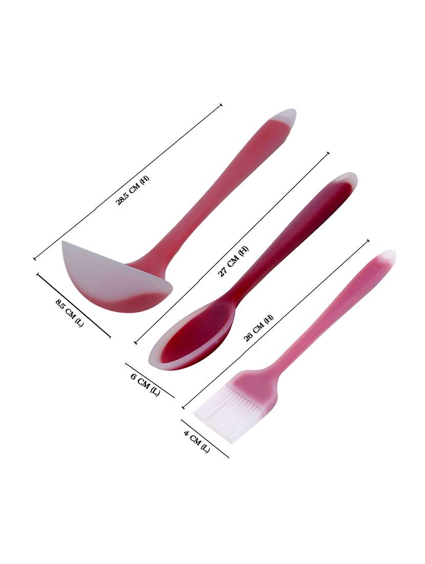silicone made ladle & brush in pink shade - 14818057 -  Standard Image - 1