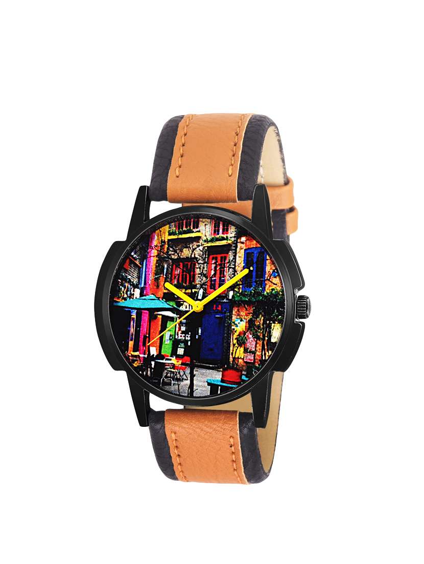 eraa brown house analog wrist watch for men