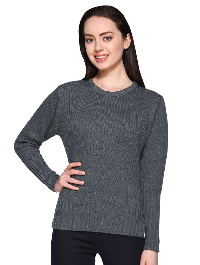 grey ribbed pullover