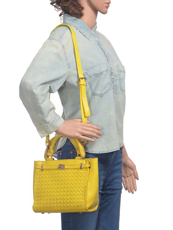 yellow leatherette  regular handbag - 14848771 -  Standard Image - 4