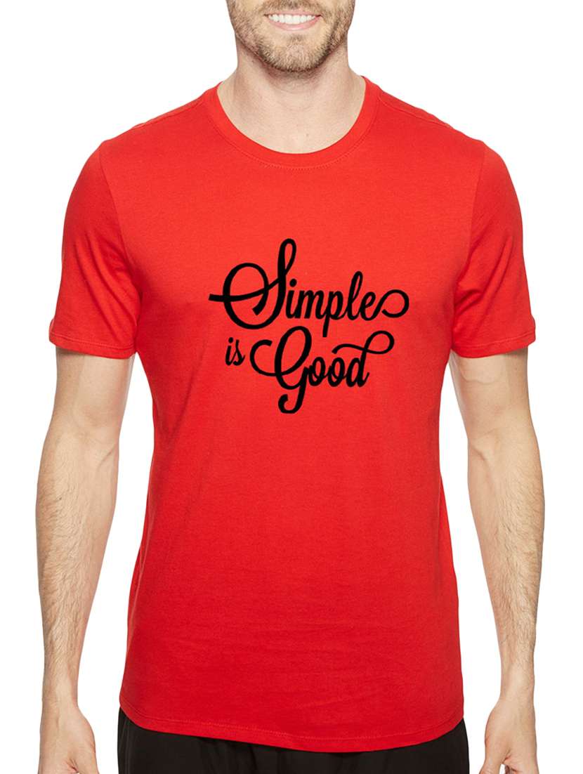 red cotton chest print tshirt