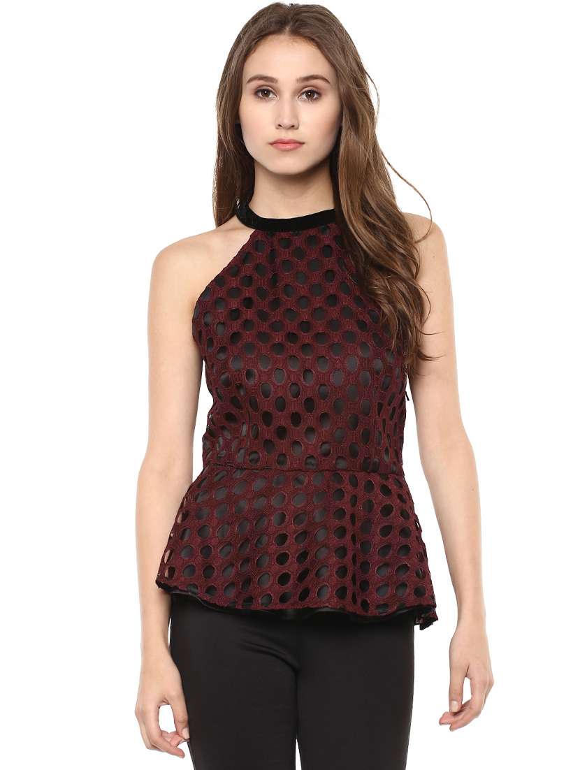 maroon peplum top
