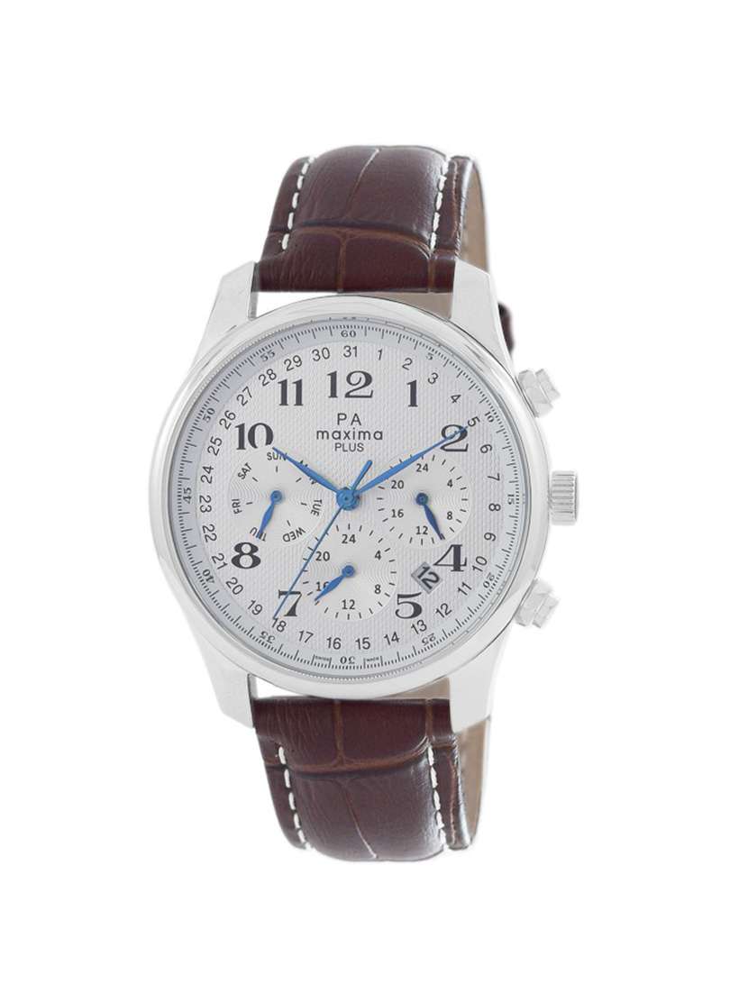 maxima brown chronograph watch for men - 00802lmgs