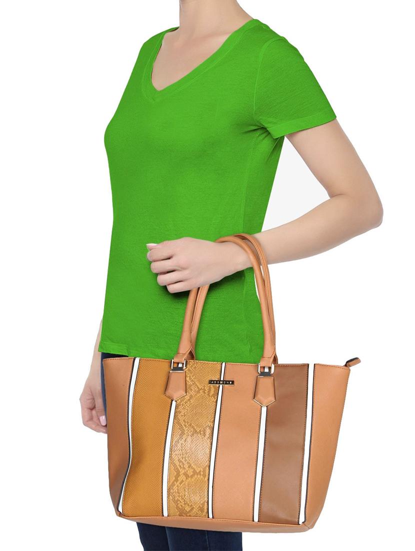 tan leatherette regular handbag - 14852845 - Standard Image - 4