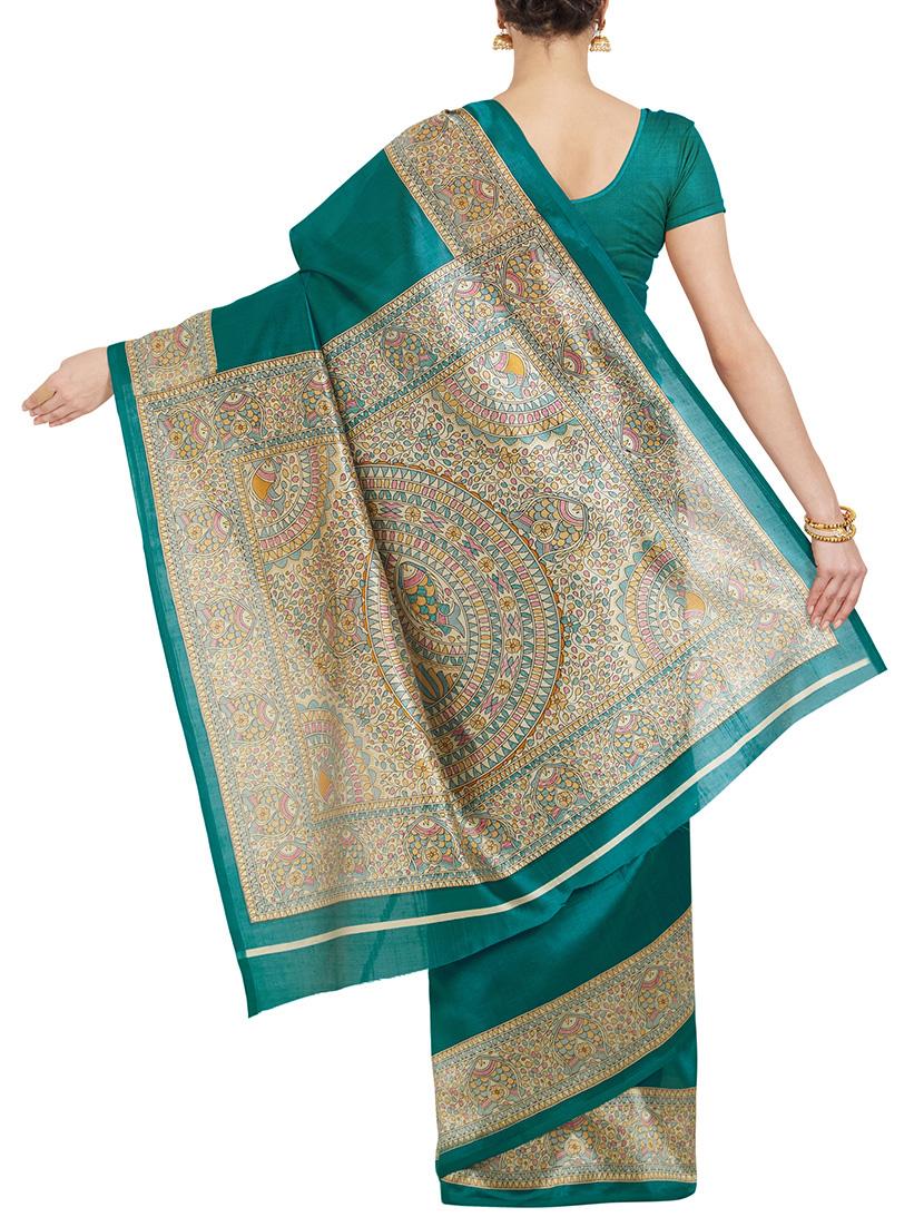 contrast bordered saree with blouse - 14853600 -  Standard Image - 1