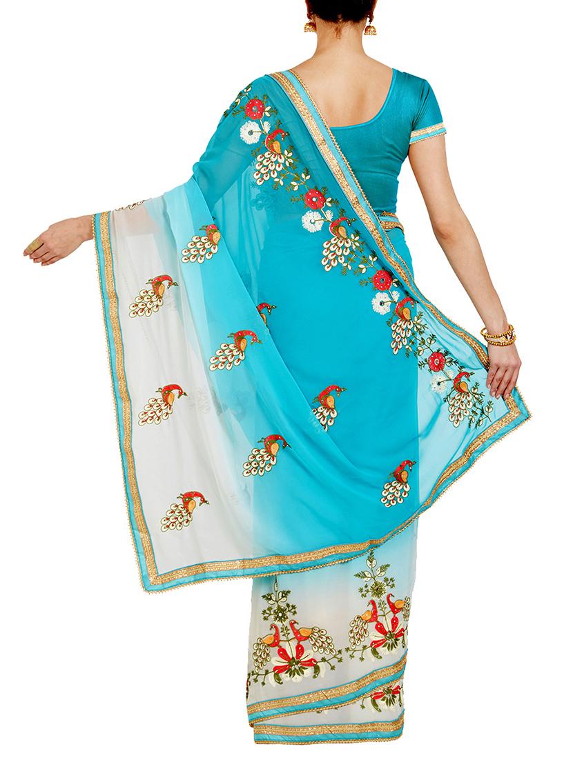 conversational embroidered saree with blouse - 14853611 - Standard Image - 1