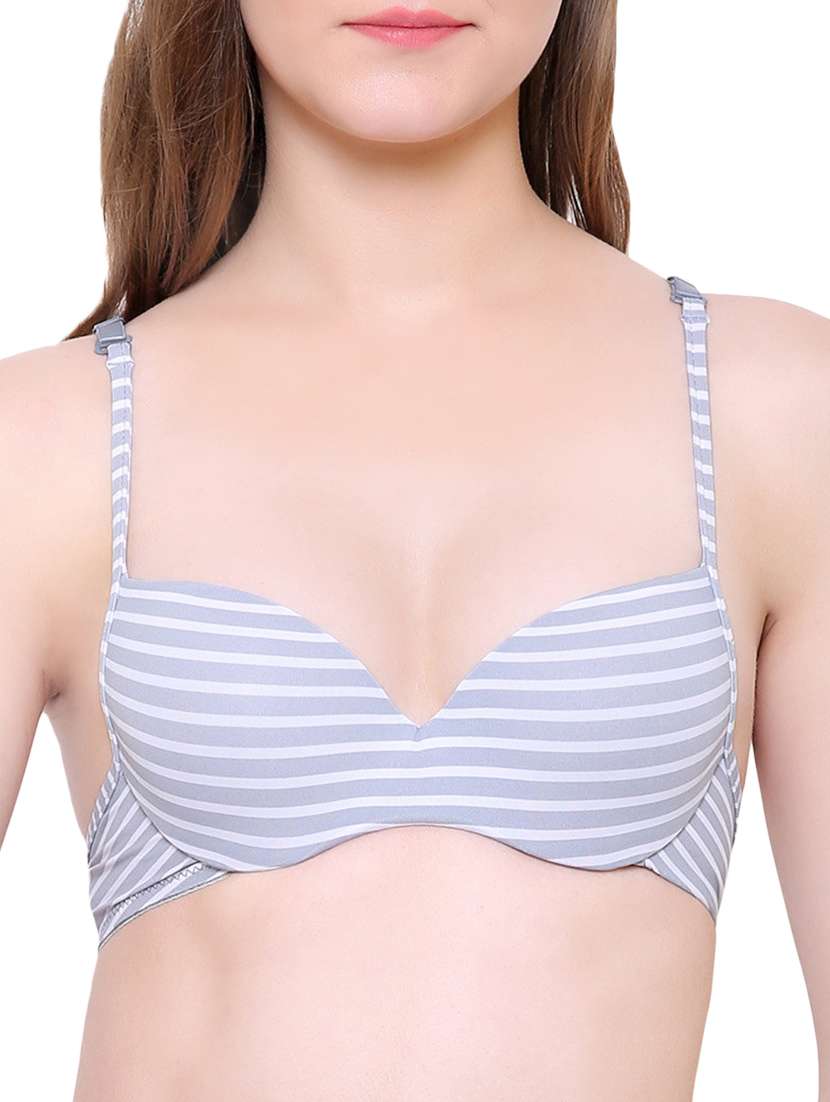  striped plunge bra