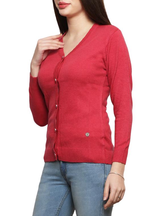 v neck self design solid cardigan - 14855439 -  Standard Image - 1