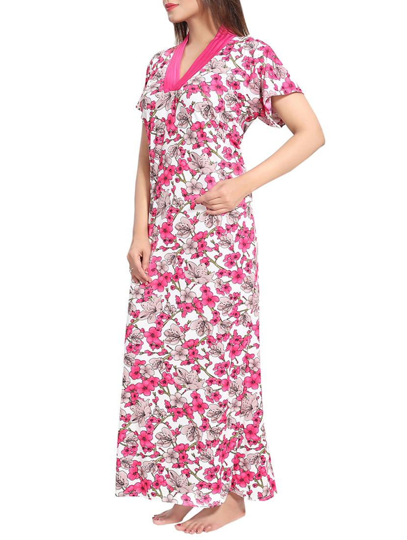 pink printed nightwear gown - 14860589 -  Standard Image - 1