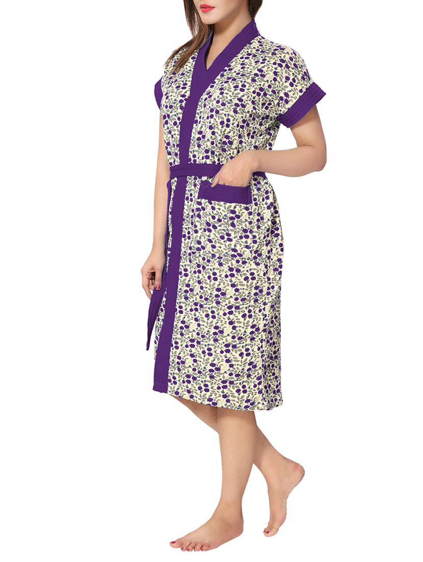 florals women cotton bath robe - 14860617 -  Standard Image - 1