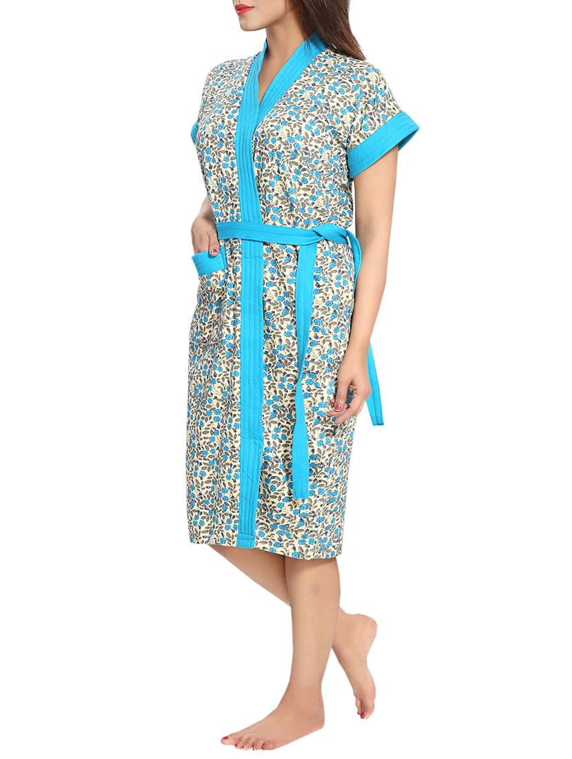 florals women cotton bath robe - 14860618 -  Standard Image - 1