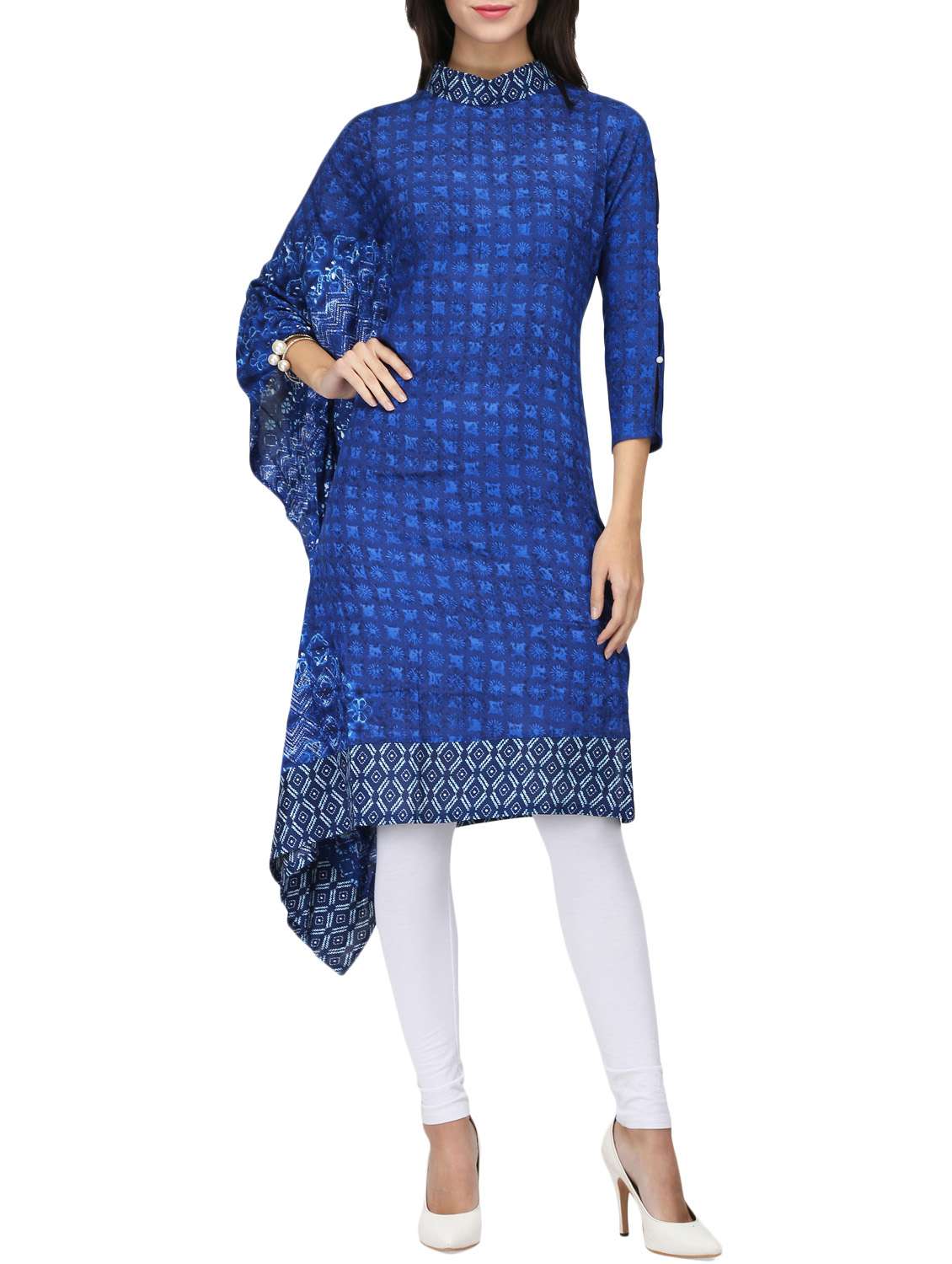 blue rayon asymmetric kurta