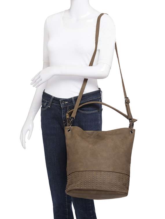 brown leatherette  hobo handbag - 14861556 -  Standard Image - 4