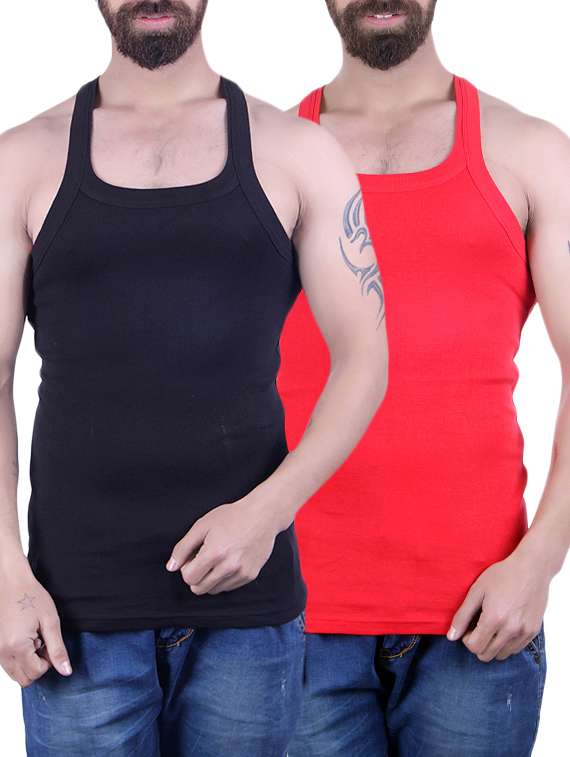 black & red cotton vest