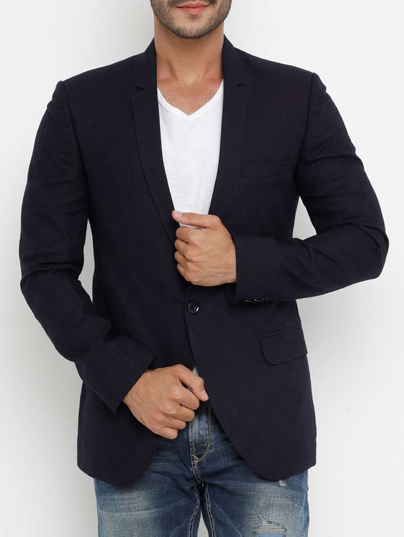 black cotton single breasted casual blazer