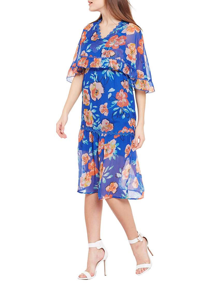 blue printed layered dress - 14867919 -  Standard Image - 1