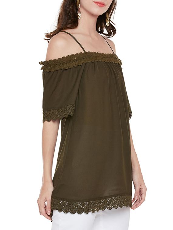 olive cold shoulder tunic - 14867992 - Standard Image - 1