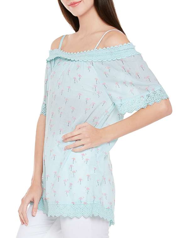 light blue printed cotton tunic - 14867993 -  Standard Image - 1
