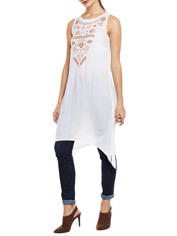 white viscose asymmetric tunic - 14868043 -  Standard Image - 1