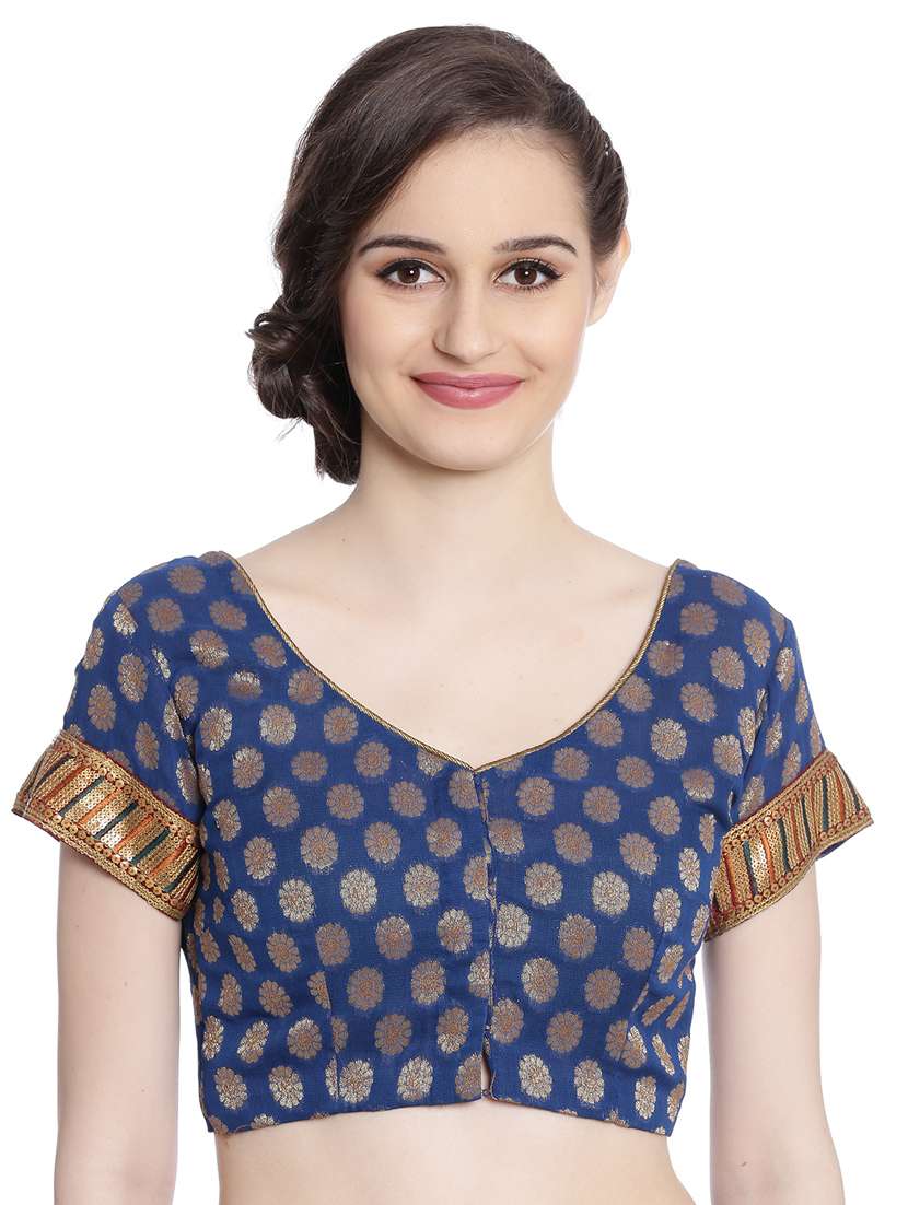 blue brocade blouse