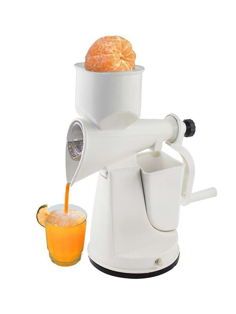 white manual fruit juicer with vacuum base