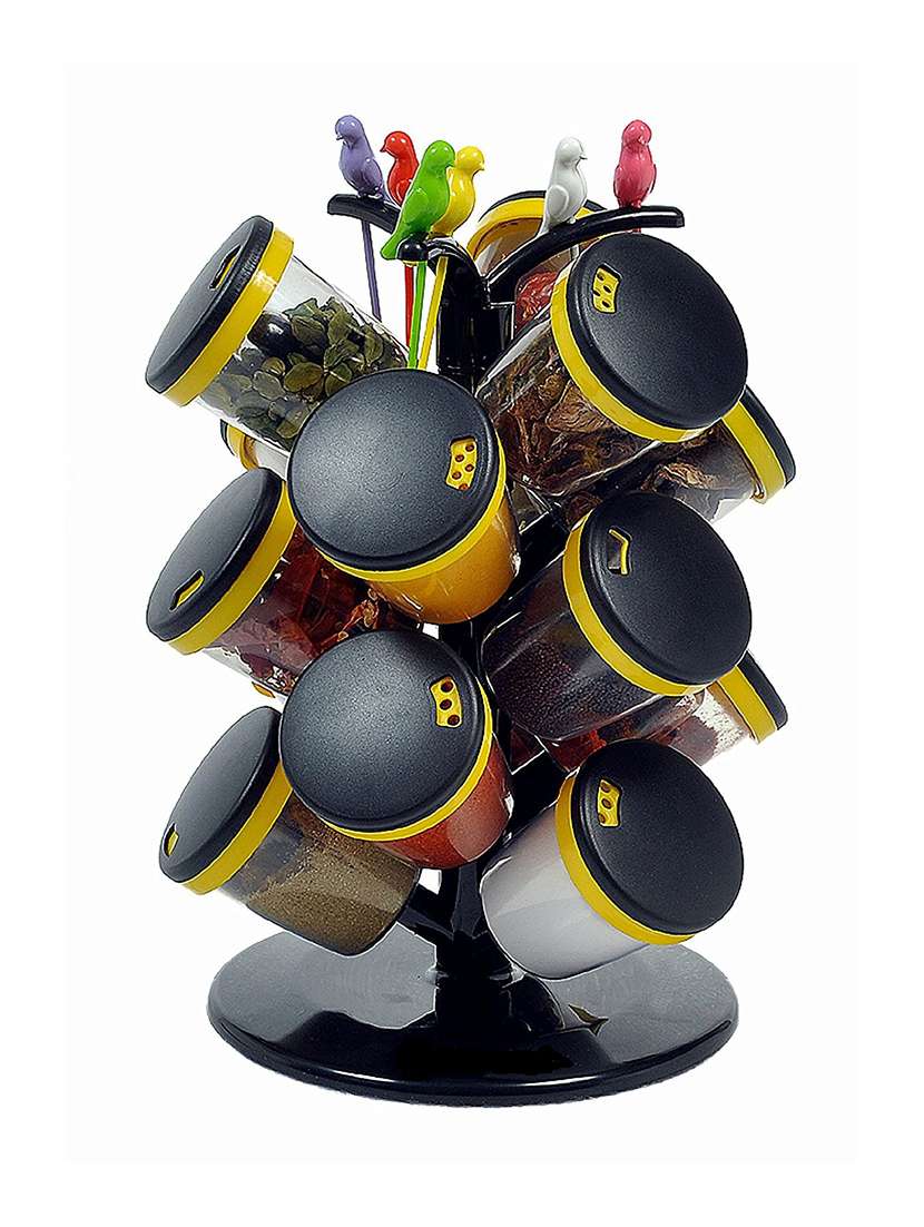 15-jar yellow revolving spice rack or masala box