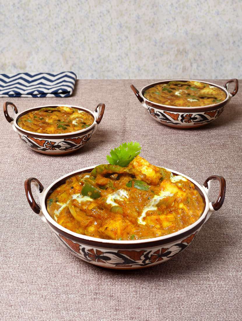 ceramic floral kadhai set (set of 3)